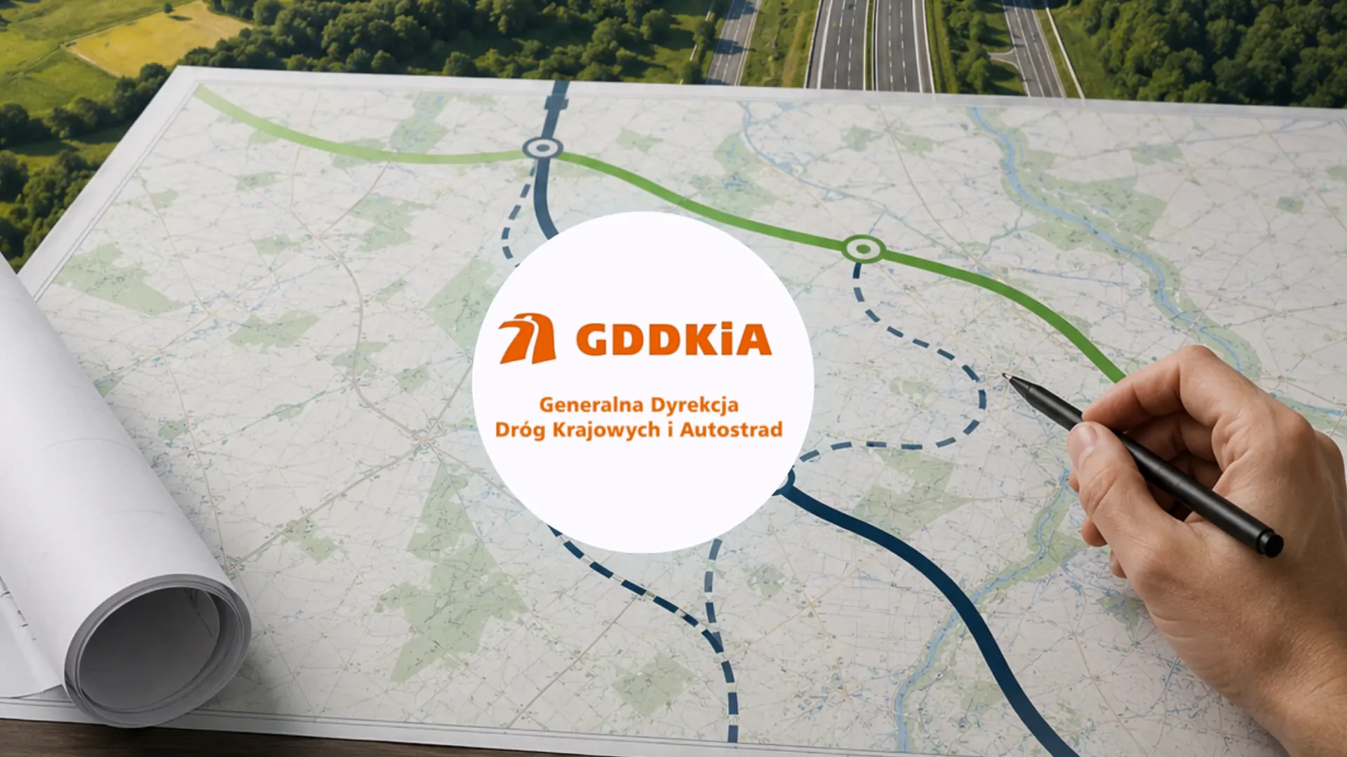 mapa z logo GDDKiA